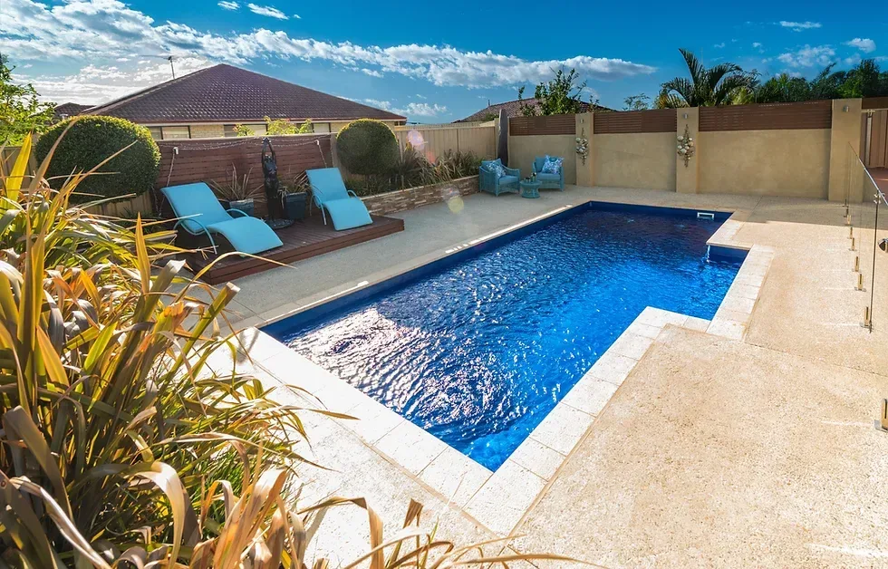 Above-ground pool in an Australian backyard