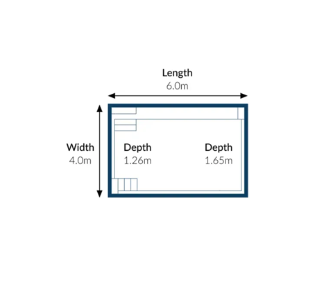 De Luxe pool plan, 6.0 by 4.0 metres