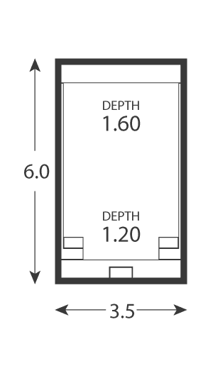 Entertainer pool plan, 6.0 by 3.5 metres