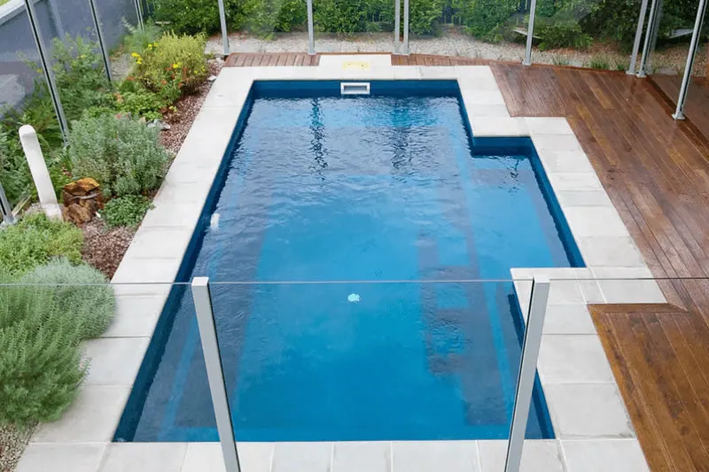 Fibreglass swimming pool design and outdoor living area